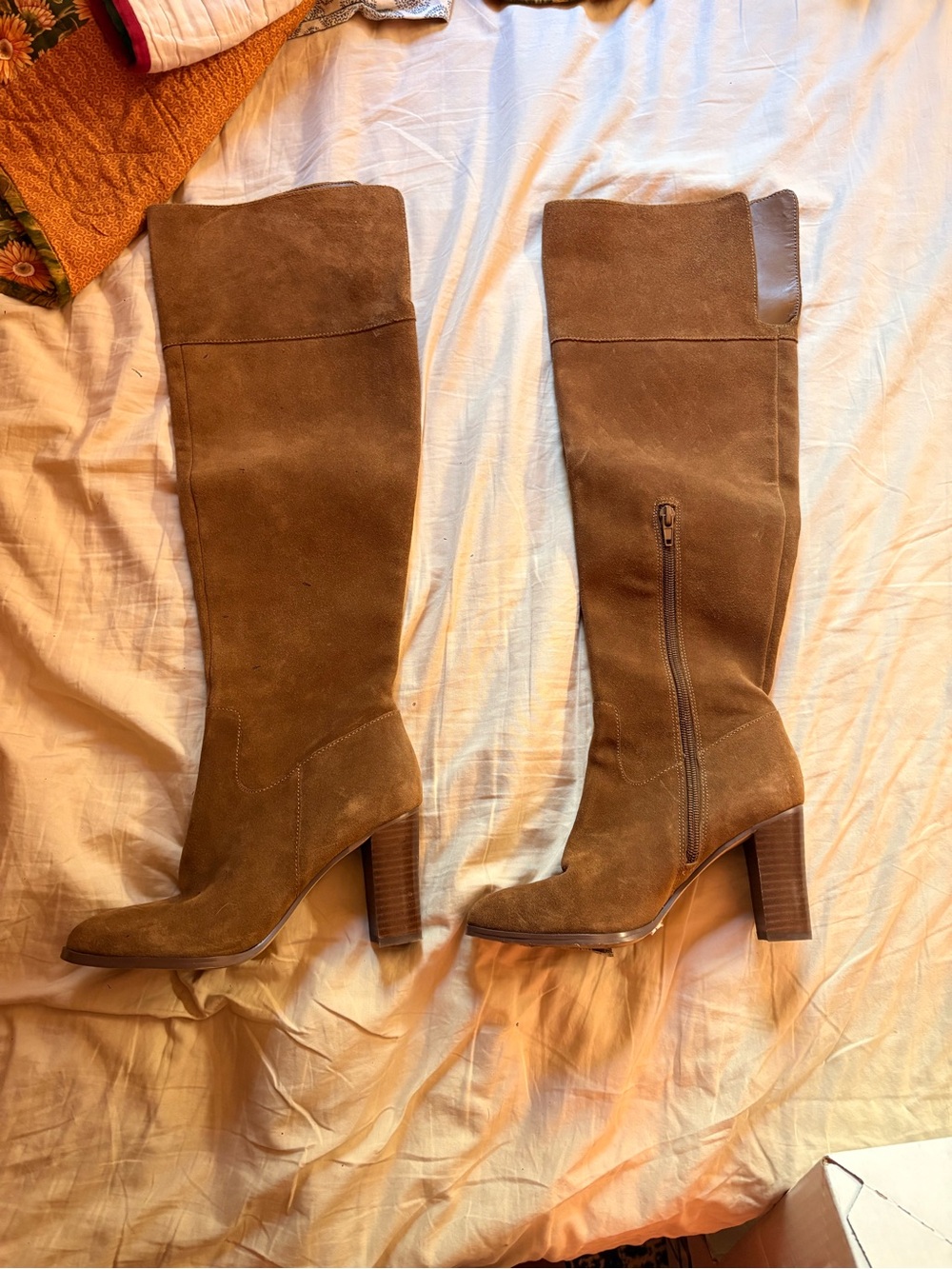 Lord & Taylor Brown Suede Over-the-Knee Block Heel Boots
